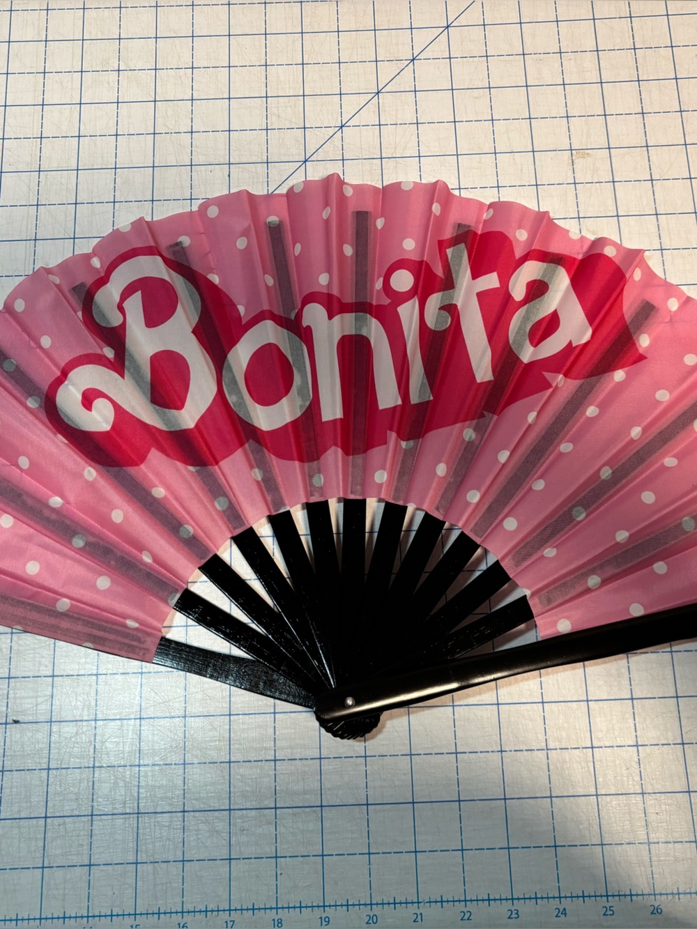 Pink Polka Dot Folding Hand Fan - Compact Party Accessory
